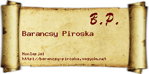 Barancsy Piroska névjegykártya